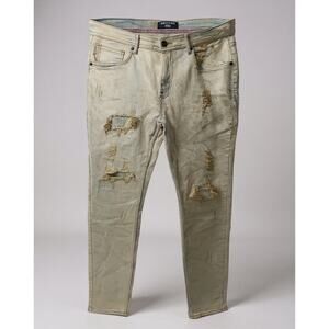 Arketype Jeans mens Vanilla Denim Cotton Distressed Pockets Skinny Leg 34/32